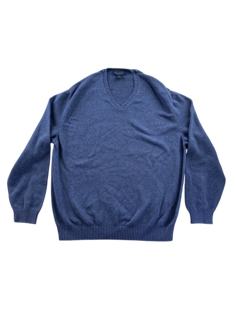 Brooks Brothers Mens Sweater Size XL Blue 100% Cotton Knit V-Neck Pullover Top